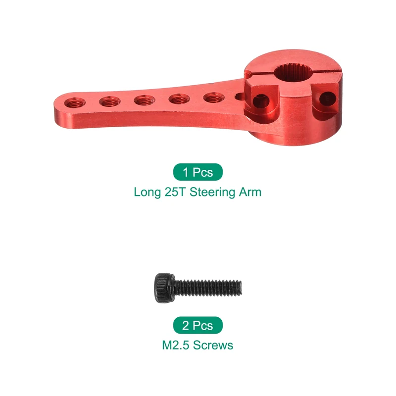Aluminum Servo Horn Long 25T Steering Arm 46mm Length Red