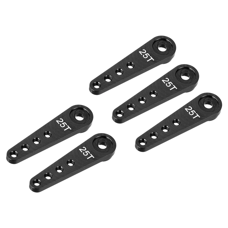 5 Pcs Aluminum Servo Horn Long 25T Steering Arm 37mm Length Black