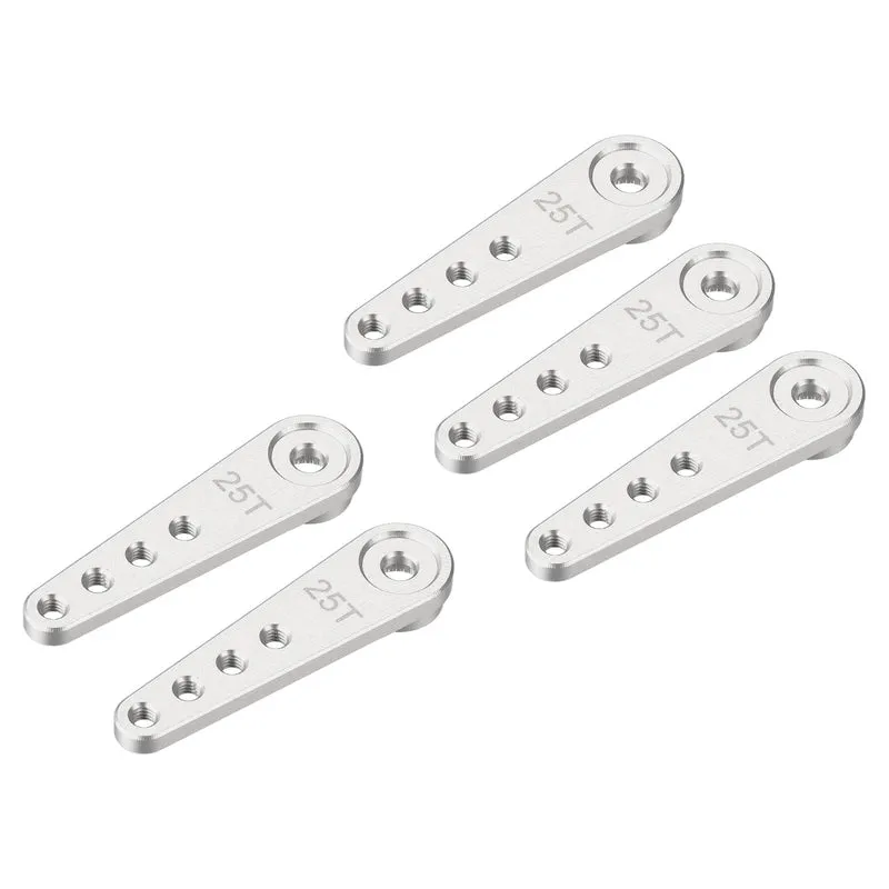 5 Pcs Aluminum Servo Horn Long 25T Steering Arm 37mm Length Silver