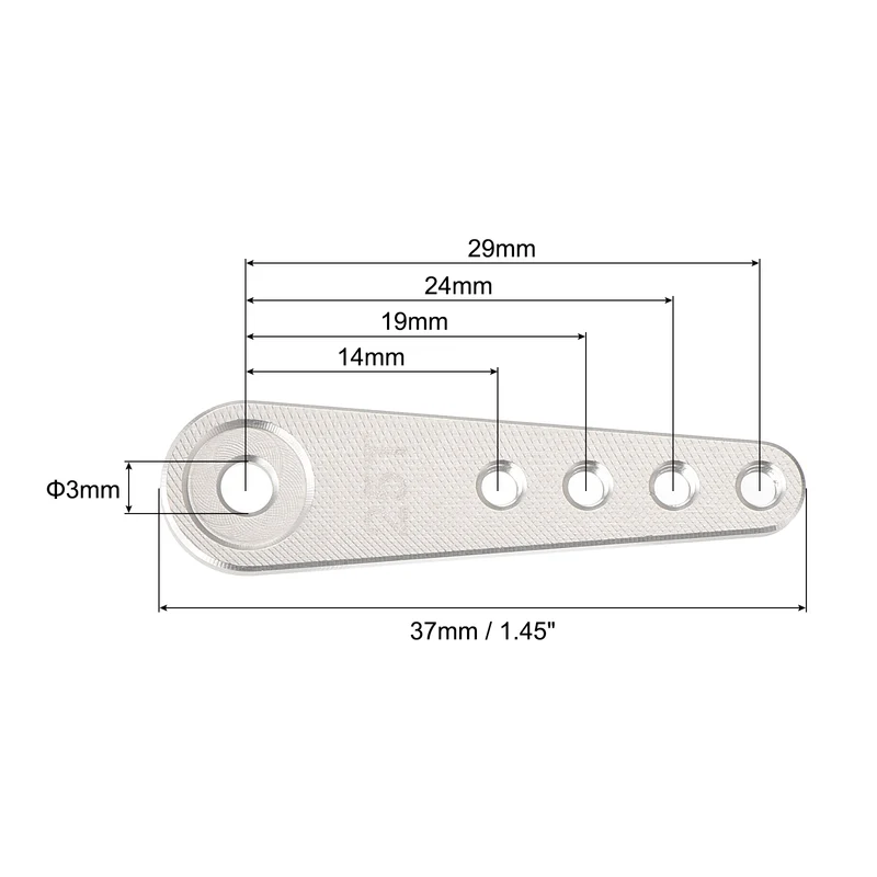 5 Pcs Aluminum Servo Horn Long 25T Steering Arm 37mm Length Silver