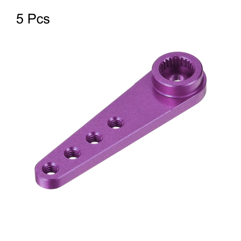 5 Pcs Aluminum Servo Horn Long 25T Steering Arm 37mm Length Purple