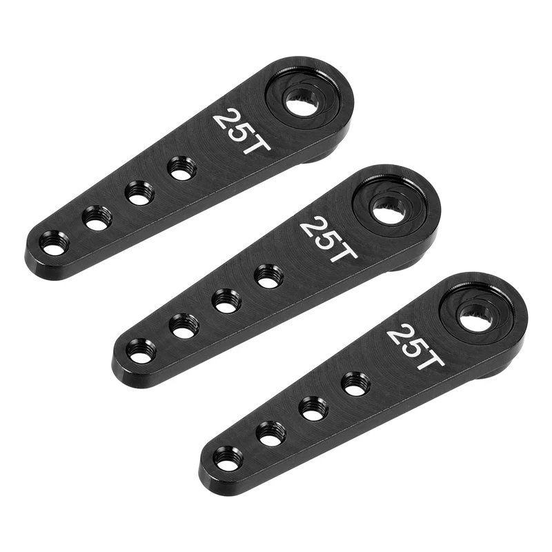 3 Pcs Aluminum Servo Horn Long 25T Steering Arm 37mm Length Black