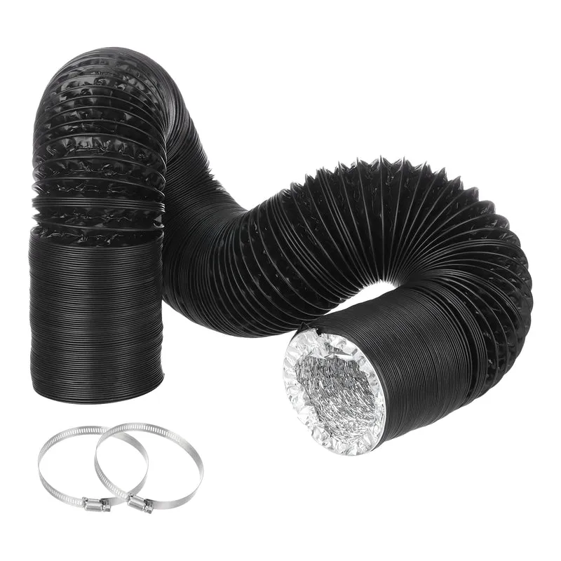 Dryer Vent Hose 3 Inch 16 Ft Aluminum Flexible Air Ducting for Heating Cooling Ventilation and Exhaust with 2 Clamps, Black