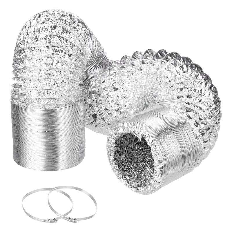 Air Aluminum Ducting 4.7 Inch 16.4 Feet Non-Insulated Ducting with 2 Clamps