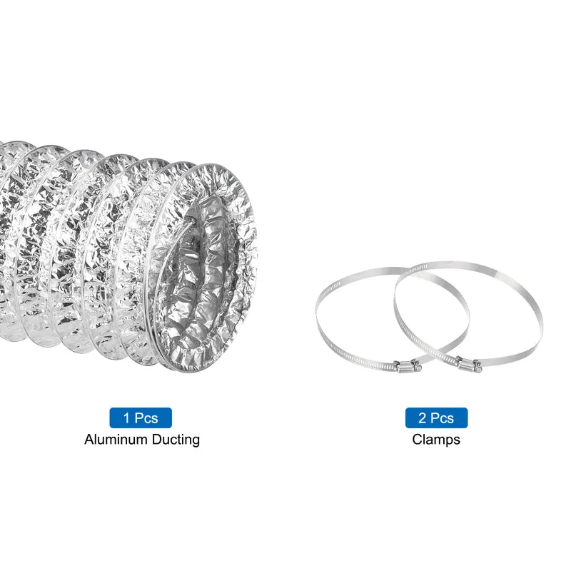 Air Aluminum Ducting 4.7 Inch 16.4 Feet Non-Insulated Ducting with 2 Clamps