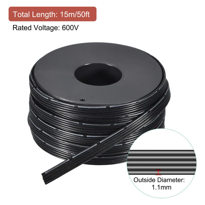 28AWG Ribbon Cable Silicone Wire 5Pin 28 Gauge Ribbon Wire Flat Silicone Cable 15m/50ft Black Stranded Tinned Copper Wire
