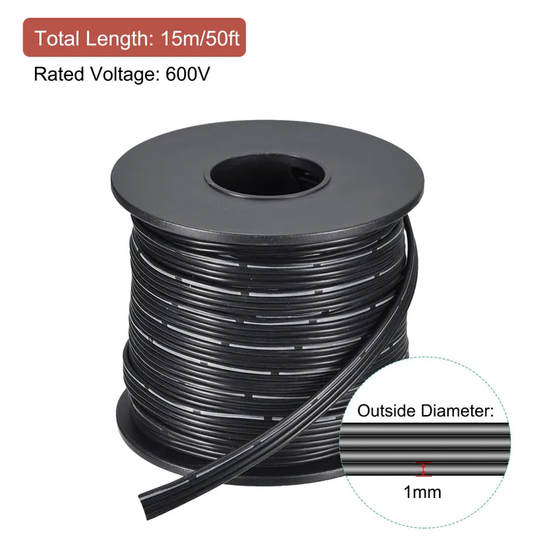 28AWG Ribbon Cable Silicone Wire 4Pin 28 Gauge Ribbon Wire Flat Silicone Cable 15m/50ft Black Stranded Tinned Copper Wire