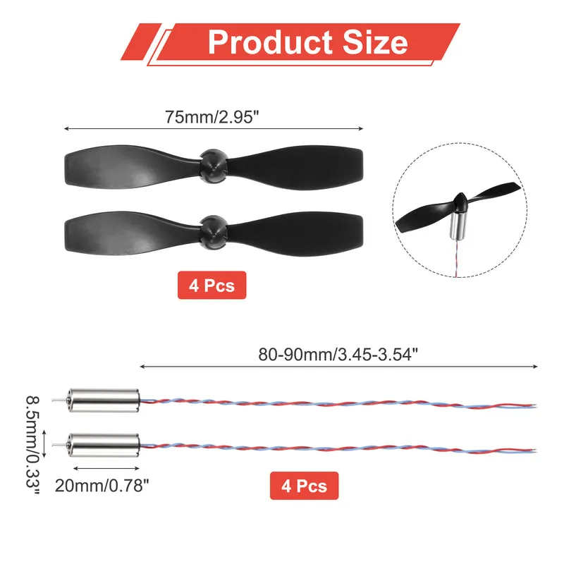Propeller Props 720 Hollow Cup Motors with 4 Pieces of 75MM LR Blades