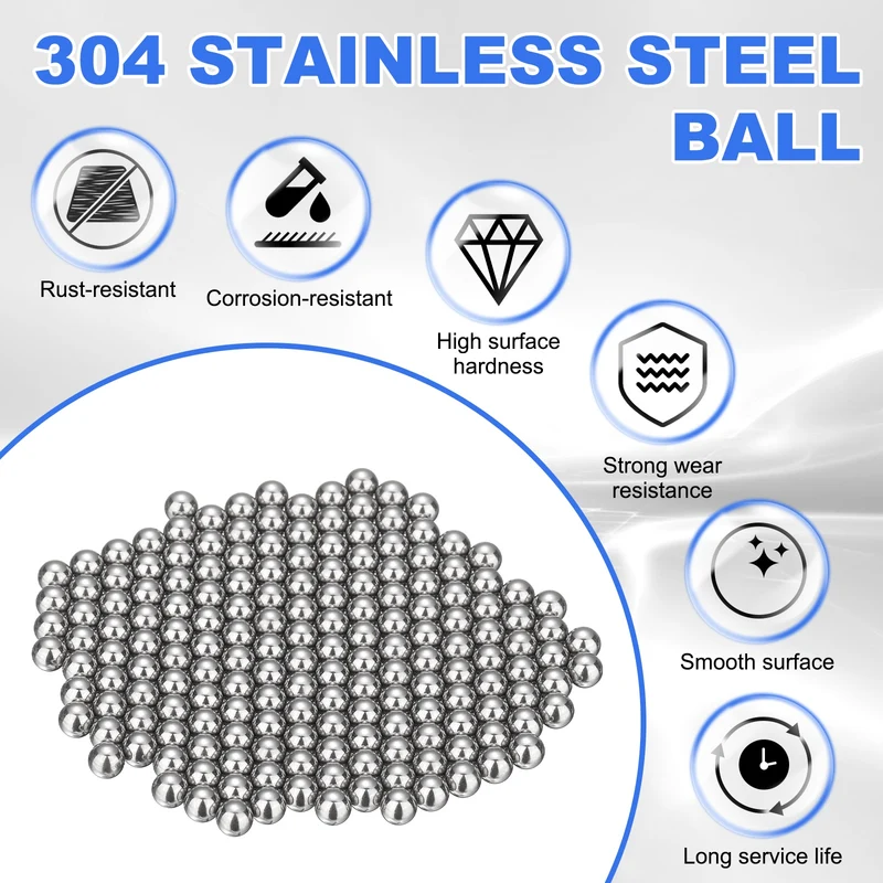 200-Pack Bearing Balls, 6mm 304 Stainless Steel G100 Metal Precision Balls