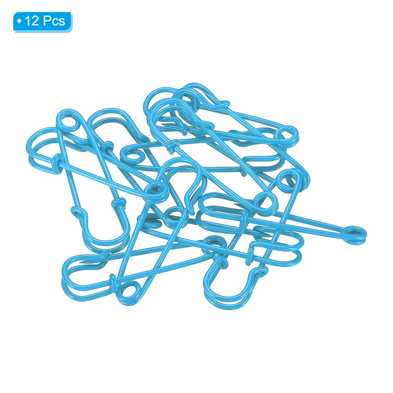 Safety Pins 1.57 Inch Large Metal Sewing Pins Sky Blue 12Pcs