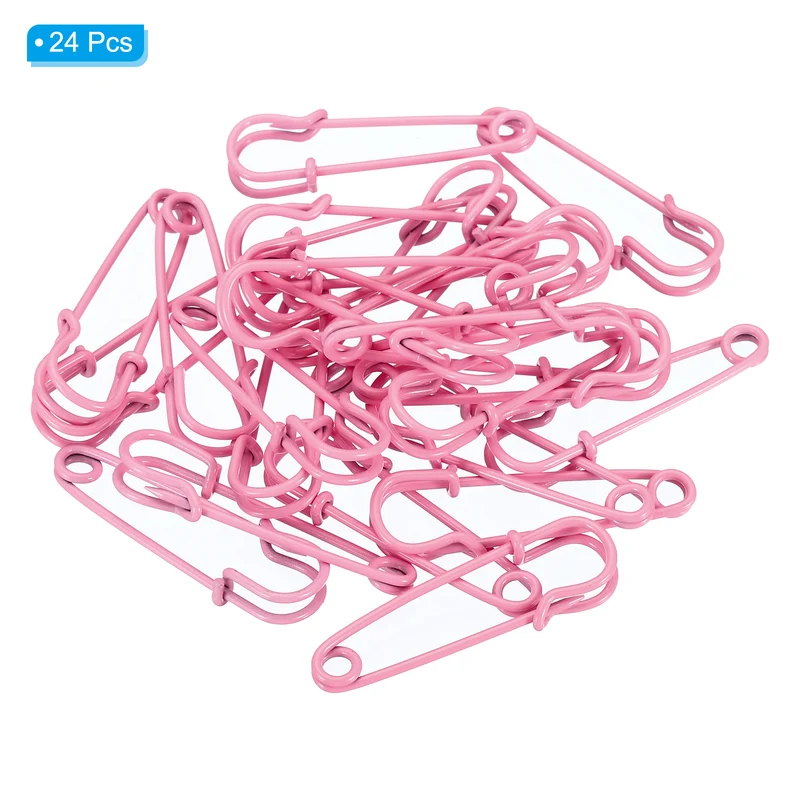 Safety Pins 1.57 Inch Large Metal Sewing Pins Light Pink 24Pcs