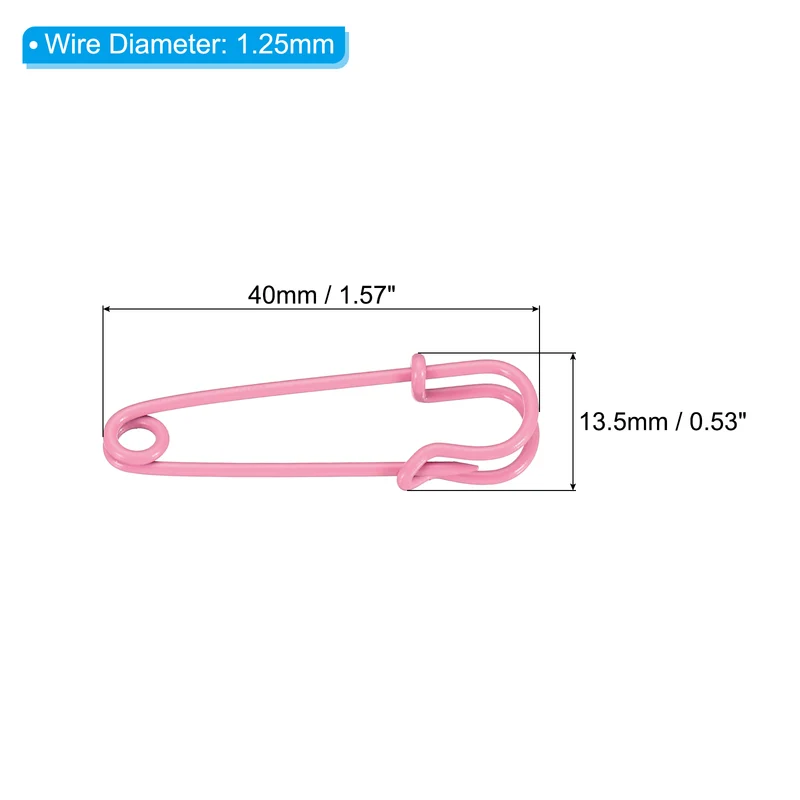 Safety Pins 1.57 Inch Large Metal Sewing Pins Light Pink 12Pcs