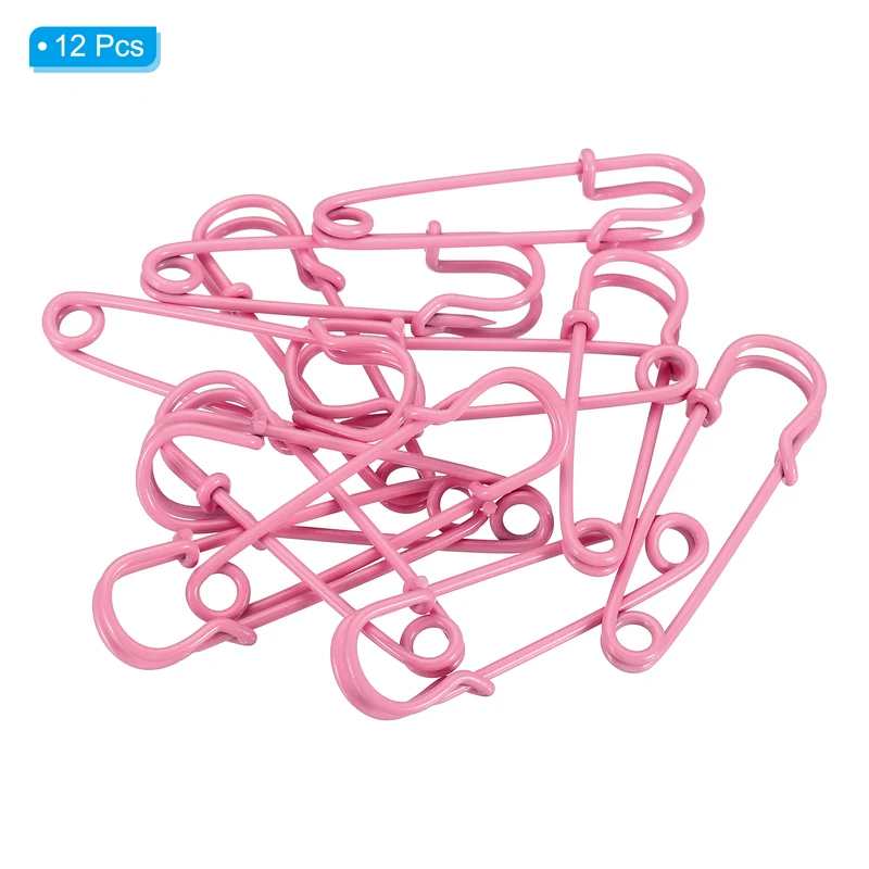 Safety Pins 1.57 Inch Large Metal Sewing Pins Light Pink 12Pcs