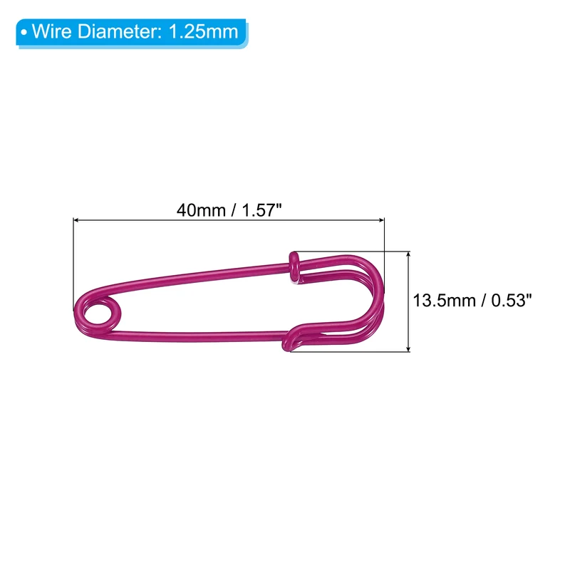 Safety Pins 1.57 Inch Large Metal Sewing Pins Rose Red 24Pcs