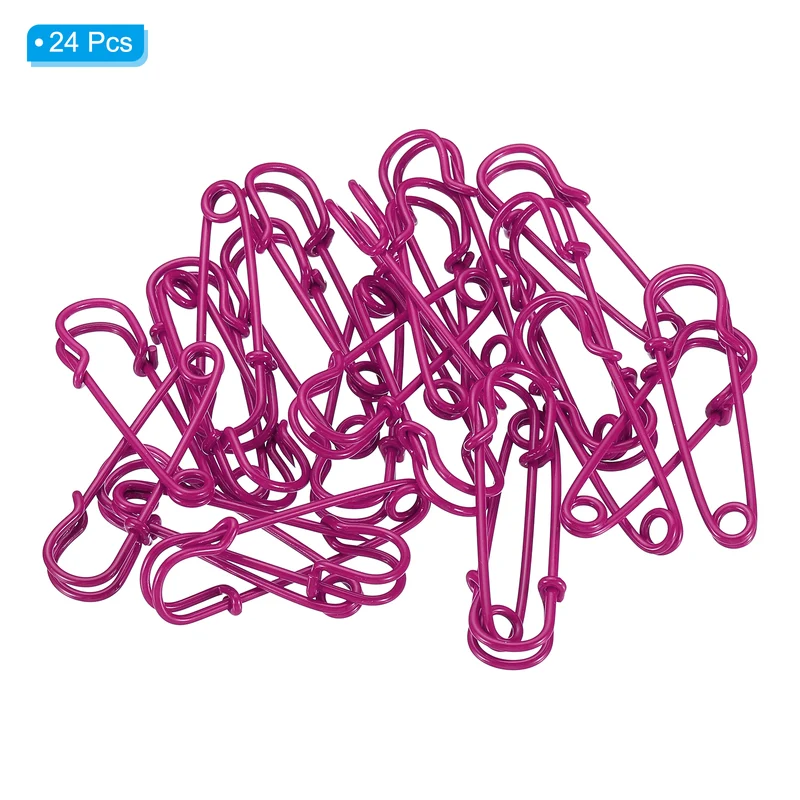 Safety Pins 1.57 Inch Large Metal Sewing Pins Rose Red 24Pcs