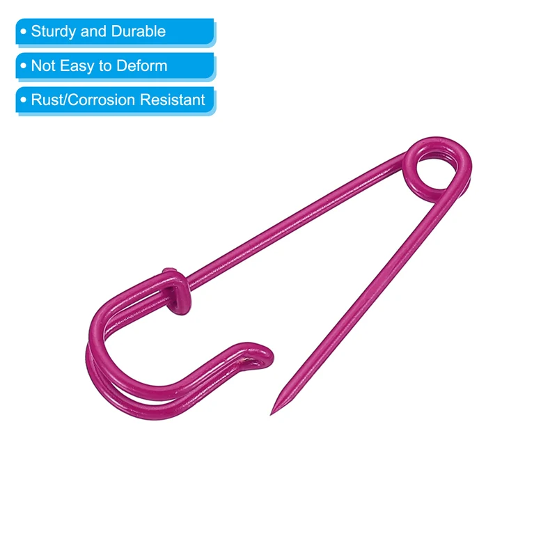 Safety Pins 1.57 Inch Large Metal Sewing Pins Rose Red 24Pcs
