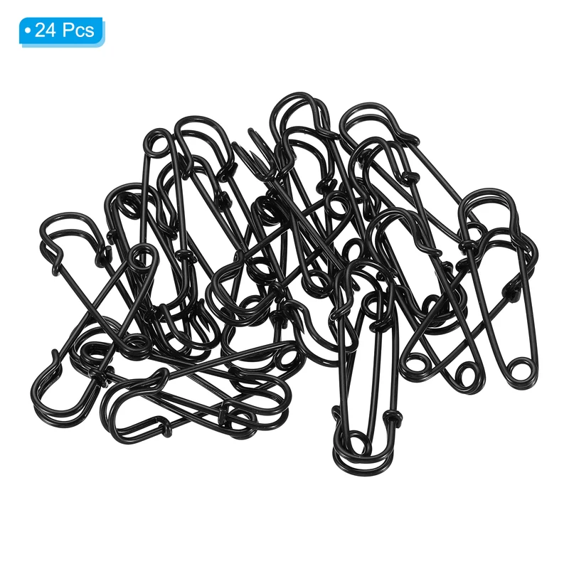 Safety Pins 1.57 Inch Large Metal Sewing Pins Black 24Pcs