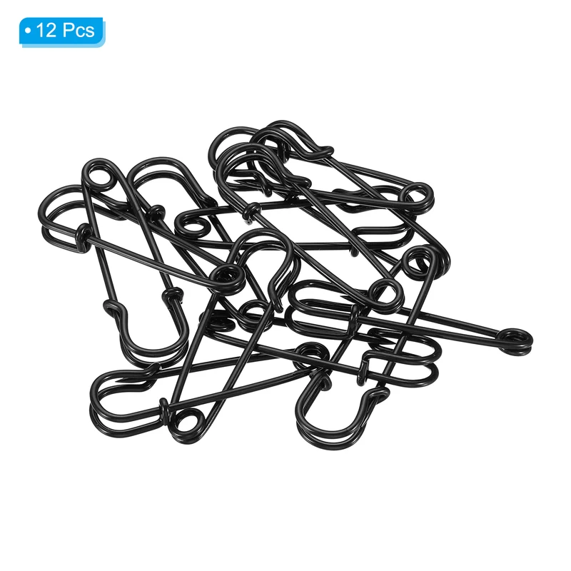 Safety Pins 1.57 Inch Large Metal Sewing Pins Black 12Pcs