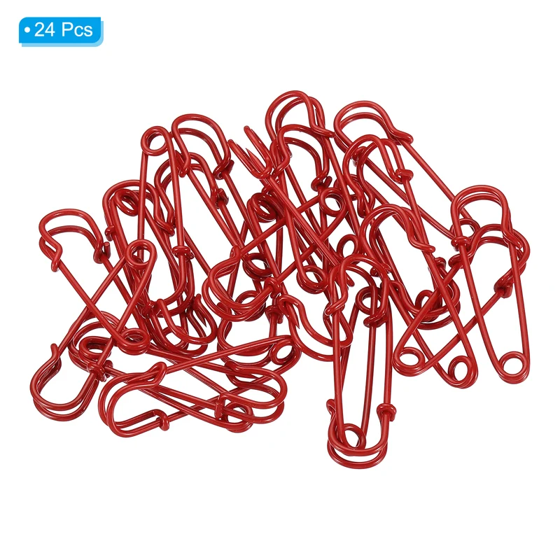 Safety Pins 1.57 Inch Large Metal Sewing Pins Red 24Pcs
