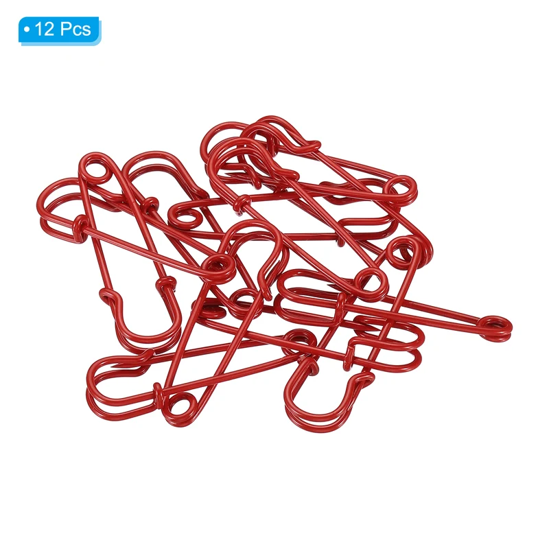 Safety Pins 1.57 Inch Large Metal Sewing Pins Red 12Pcs