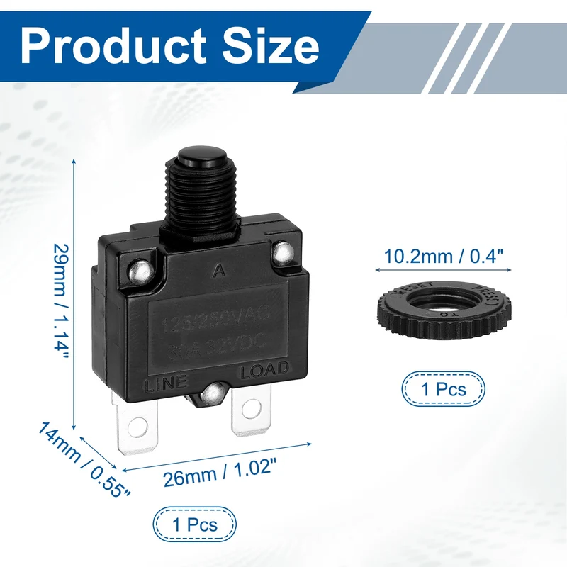 Thermal Circuit Breakers Reset Push Button 30A 125/250VAC 32VDC