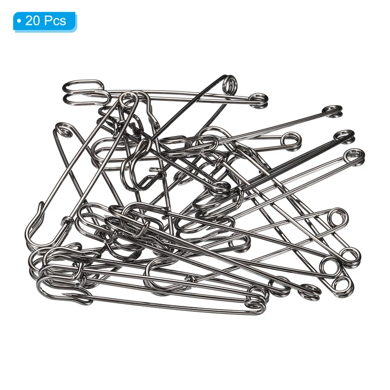 20Pcs Safety Pins 3.94 Inch Large Metal Sewing Pins Black
