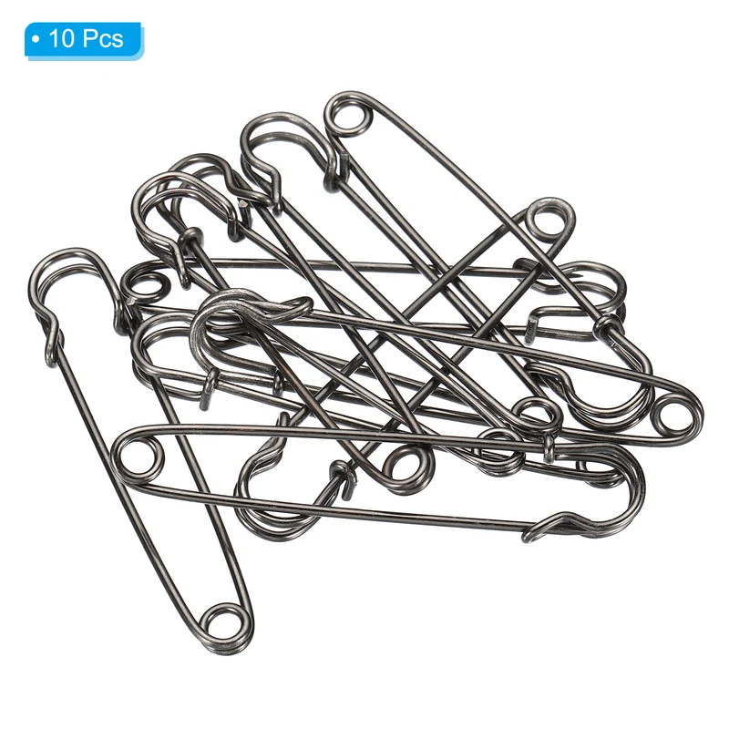 Safety Pins 3.5 Inch Large Metal Sewing Pins Black 10Pcs