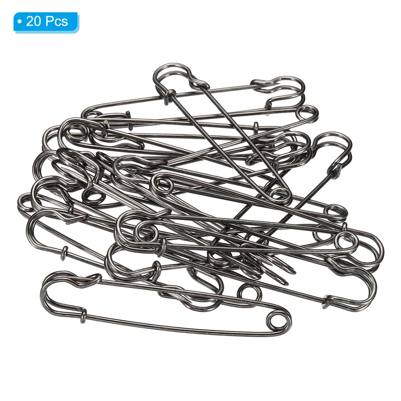 Safety Pins 3.5 Inch Large Metal Sewing Pins Black 20Pcs