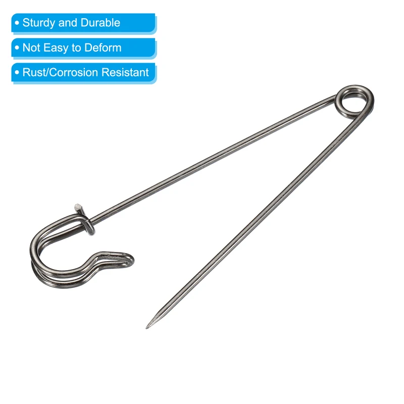 Safety Pins 3.5 Inch Large Metal Sewing Pins Black 20Pcs