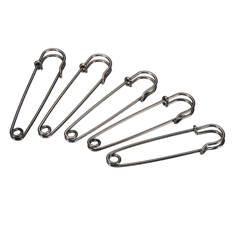 Safety Pins 2.95 Inch Large Metal Sewing Pins Black 50Pcs
