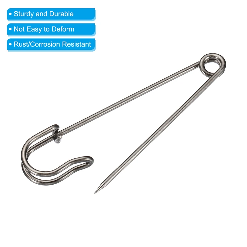 20 x Safety Pins 2.95 Inch Large Metal Sewing Pins Black