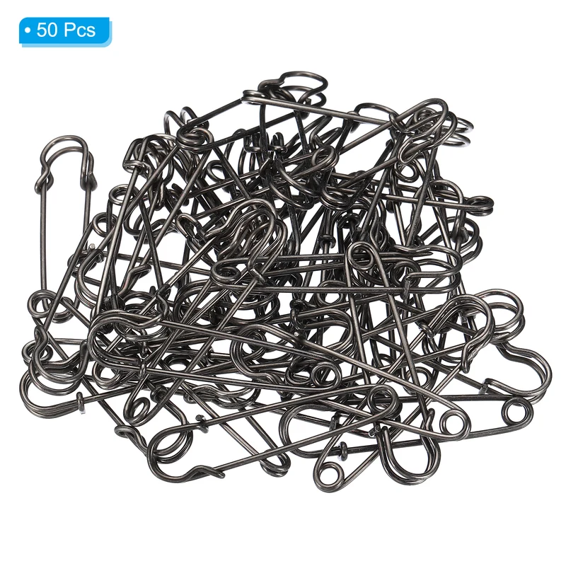 Safety Pins 2.76 Inch Large Metal Sewing Pins Black 50Pcs