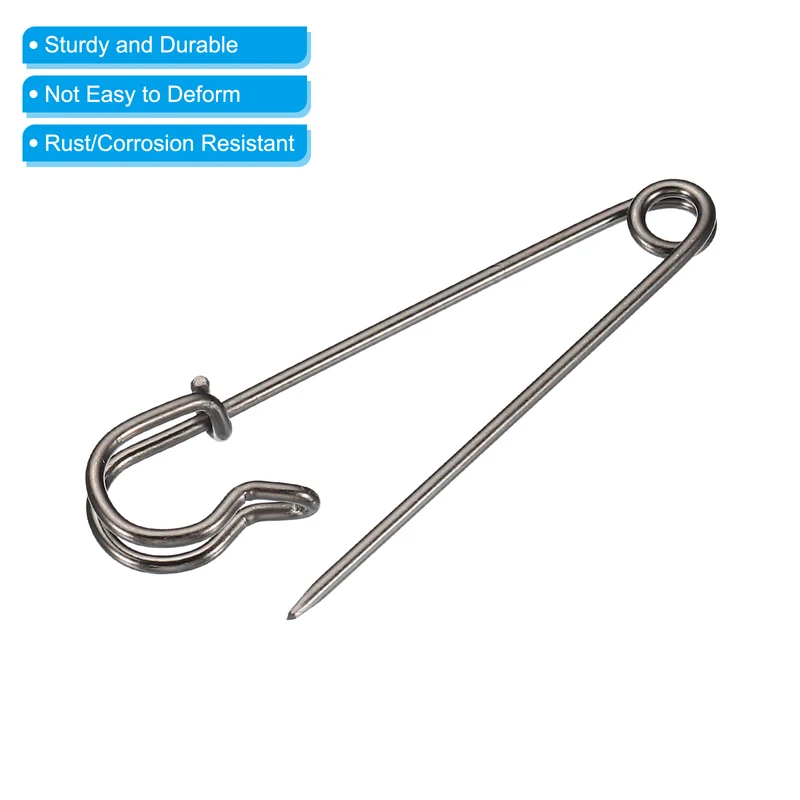 Safety Pins 2.76 Inch Large Metal Sewing Pins Black 50Pcs