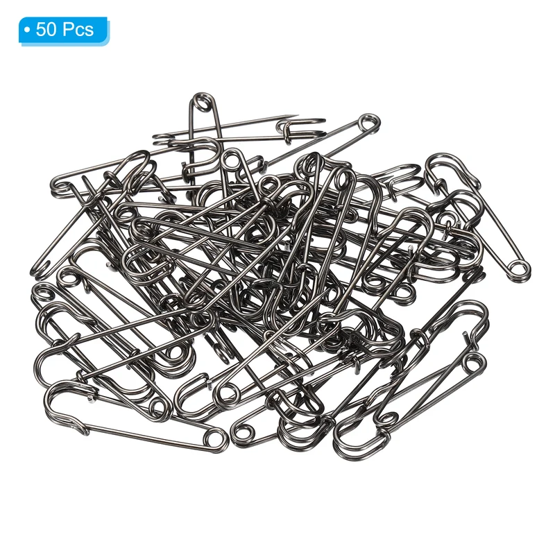 Safety Pins 1.97 Inch Large Metal Sewing Pins Black 50Pcs