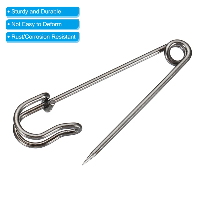 Safety Pins 1.97 Inch Large Metal Sewing Pins Black 50Pcs