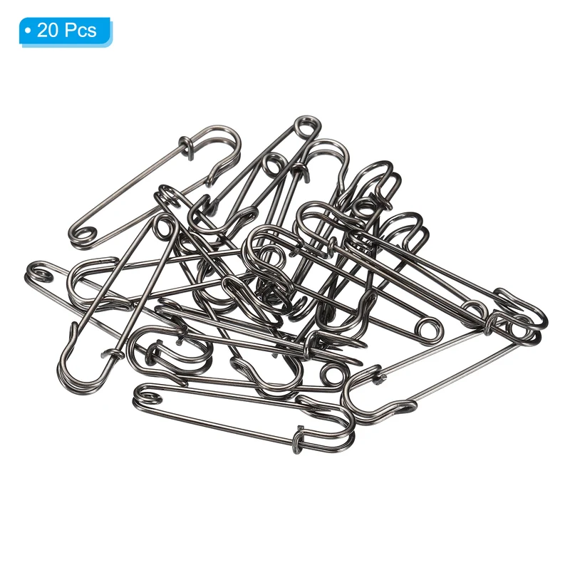 Safety Pins 1.97 Inch Large Metal Sewing Pins Black 20Pcs