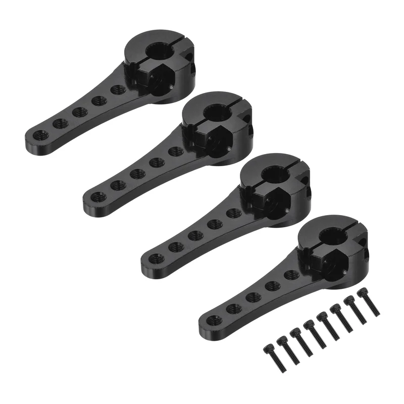 4 Pcs Aluminum Servo Horn Long 25T Steering Arm 46mm Length Black