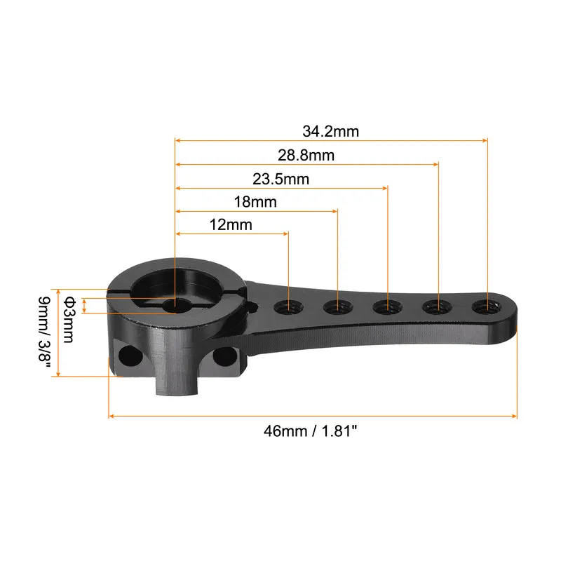 4 Pcs Aluminum Servo Horn Long 25T Steering Arm 46mm Length Black