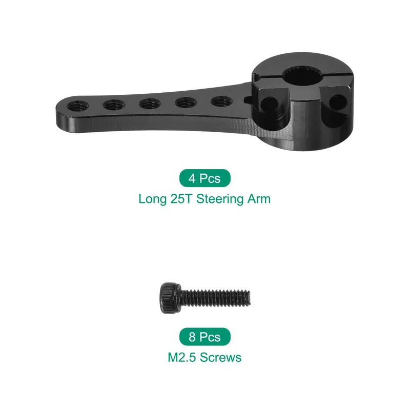 4 Pcs Aluminum Servo Horn Long 25T Steering Arm 46mm Length Black