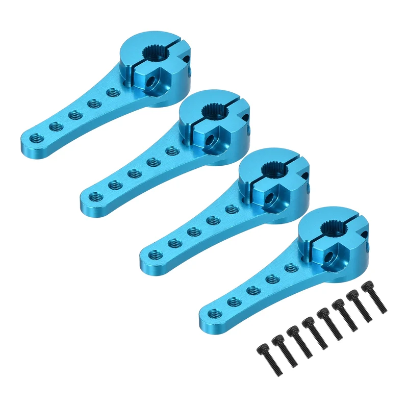 4 Pcs Aluminum Servo Horn Long 25T Steering Arm 46mm Length Pale Blue