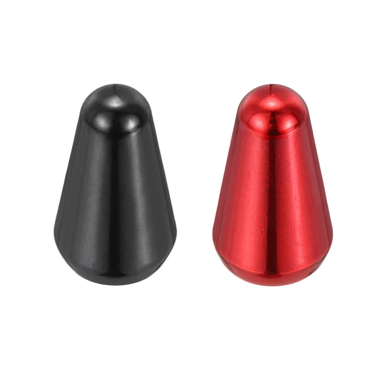 Guitar Toggle Switch Tip 3/5 Way Brass Cross Slot Black/Red 2Pcs