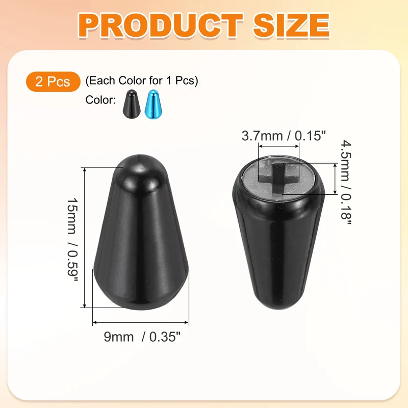 Guitar Toggle Switch Tip 3/5 Way Brass Cross Slot Black/Blue 2Pcs