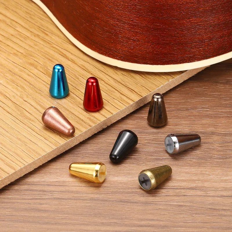 Guitar Toggle Switch Tip 3/5 Way Brass Cross Slot Black/Blue 2Pcs