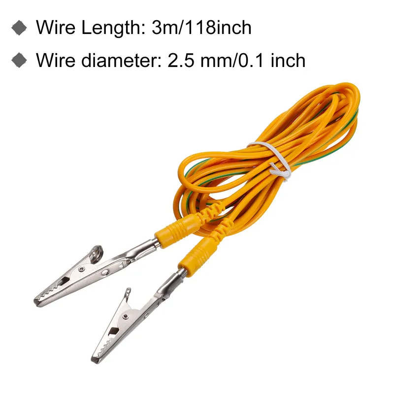 ESD Grounding Cable Cord with Alligator Clip 3.0m/118" Long Yellow Anti-Static Ground Wire Cable Clip for Eliminate Conductor Electrostatic