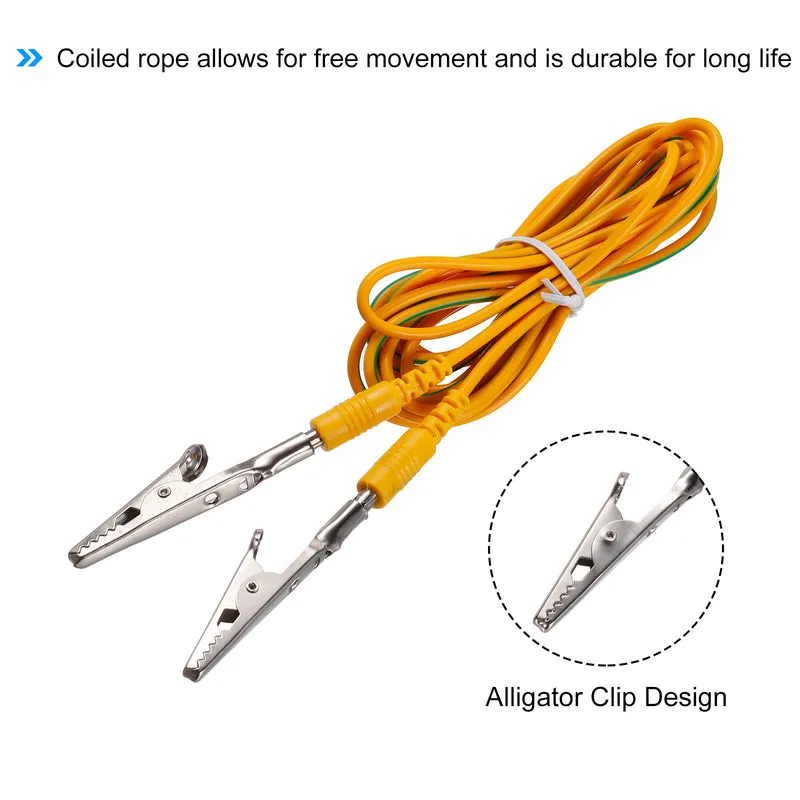 ESD Grounding Cable Cord with Alligator Clip 3.0m/118" Long Yellow Anti-Static Ground Wire Cable Clip for Eliminate Conductor Electrostatic