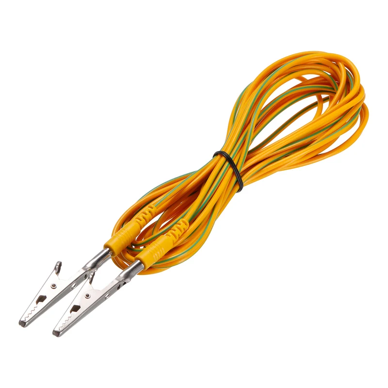 ESD Grounding Cable Cord with Alligator Clip 5m/197" Long Yellow Anti-Static Ground Wire Cable Clip for Eliminate Conductor Electrostatic