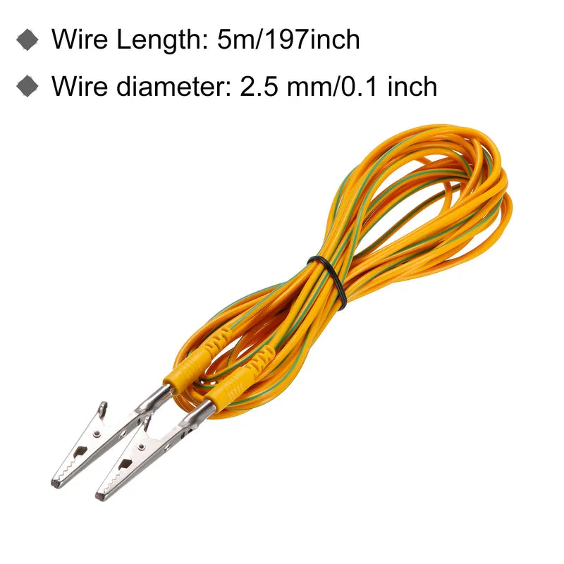 ESD Grounding Cable Cord with Alligator Clip 5m/197" Long Yellow Anti-Static Ground Wire Cable Clip for Eliminate Conductor Electrostatic