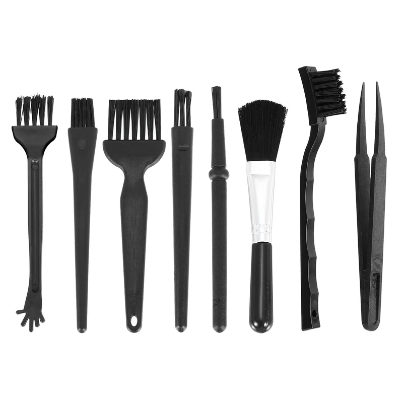 8PCS Anti Static Brush, Dusting Cleaning Brush for Small Spaces Keyboard Computer PCB Electronic Cleaning Kit, Black