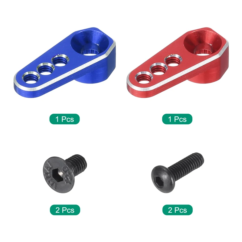 Aluminum Alloy 1/18 25T Steering Servo Arm Horn Red/Dark Blue for DIY, 2 Pcs