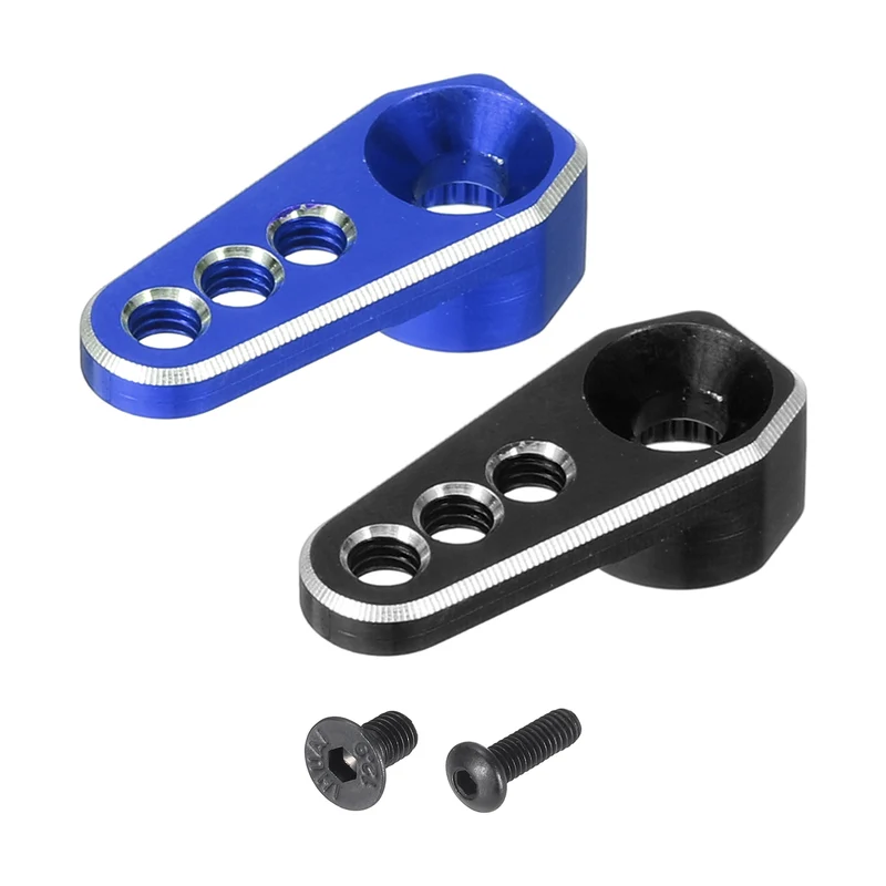Aluminum Alloy 1/18 25T Steering Servo Arm Horn Black/Dark Blue for DIY, 2 Pcs